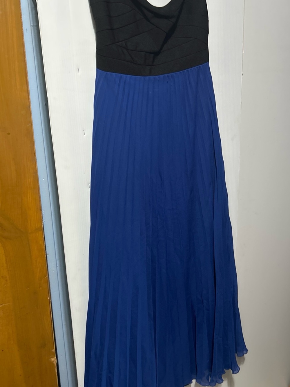 Ruby Rox Black Bodice with Royal Blue Pleated Maxi Dress